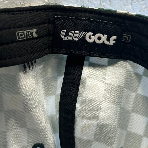 Liv Golf 110 OSFA NWOT Green check Embroidered Cap Sport Resort Streetwear - Picture 8 of 8
